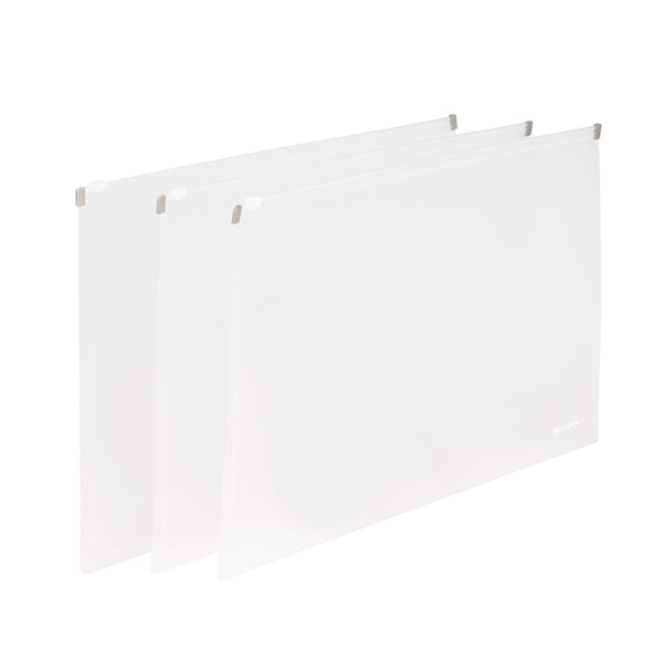 Clear Large Zip Folios, Set of 3,White,hi-res