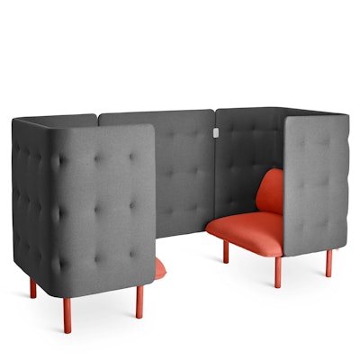Brick + Dark Gray QT Privacy Lounge Chair Booth