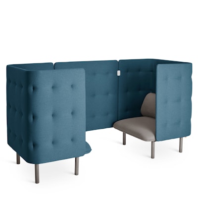 Gray + Dark Blue QT Privacy Lounge Chair Booth
