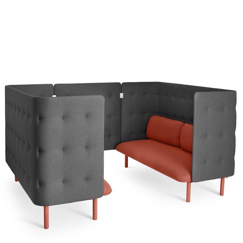 Brick + Dark Gray QT Privacy Lounge Sofa Booth,Brick,hi-res image number 0.0