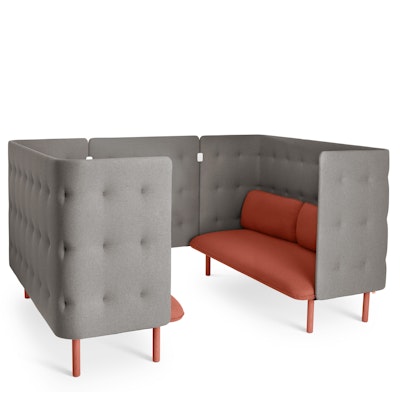 Brick + Gray QT Privacy Lounge Sofa Booth