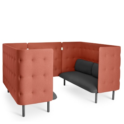 Dark Gray + Brick QT Privacy Lounge Sofa Booth