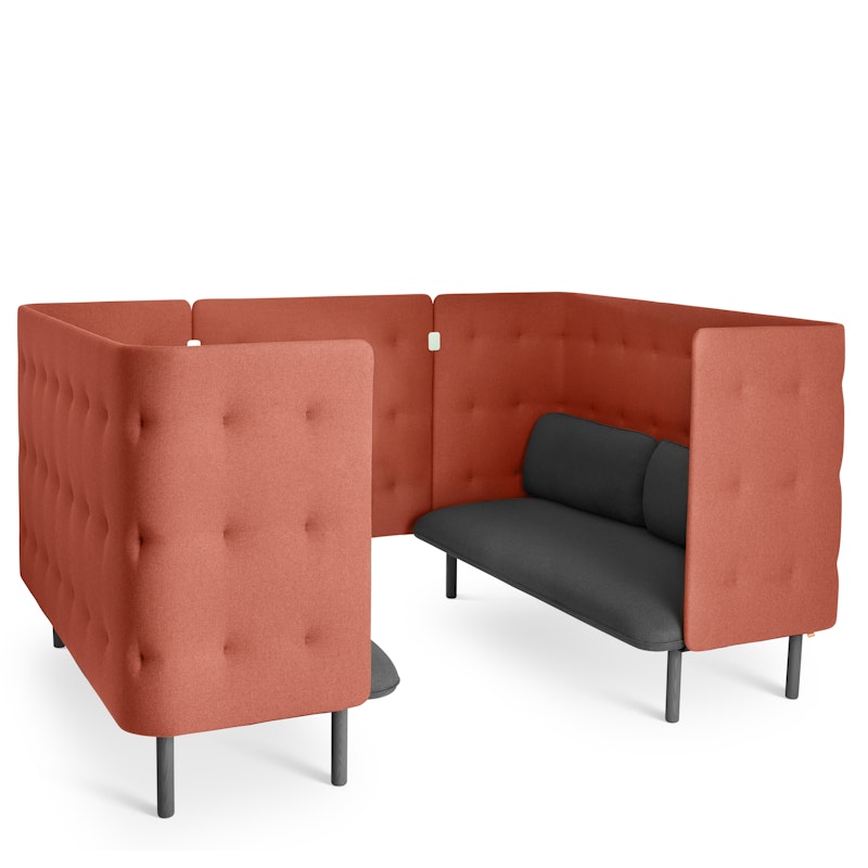 Dark Gray + Brick QT Privacy Lounge Sofa Booth,Dark Gray,hi-res image number 0.0