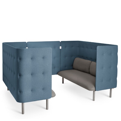 Gray + Dark Blue QT Privacy Lounge Sofa Booth