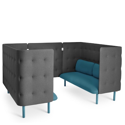 Teal + Dark Gray QT Privacy Lounge Sofa Booth