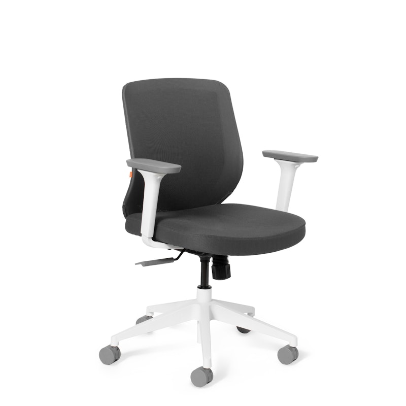 Dark Gray Max Task Chair, Mid Back, White Frame,Dark Gray,hi-res image number 1