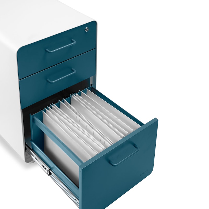 White + Slate Blue Stow 3-Drawer File Cabinet,Slate Blue,hi-res image number 6