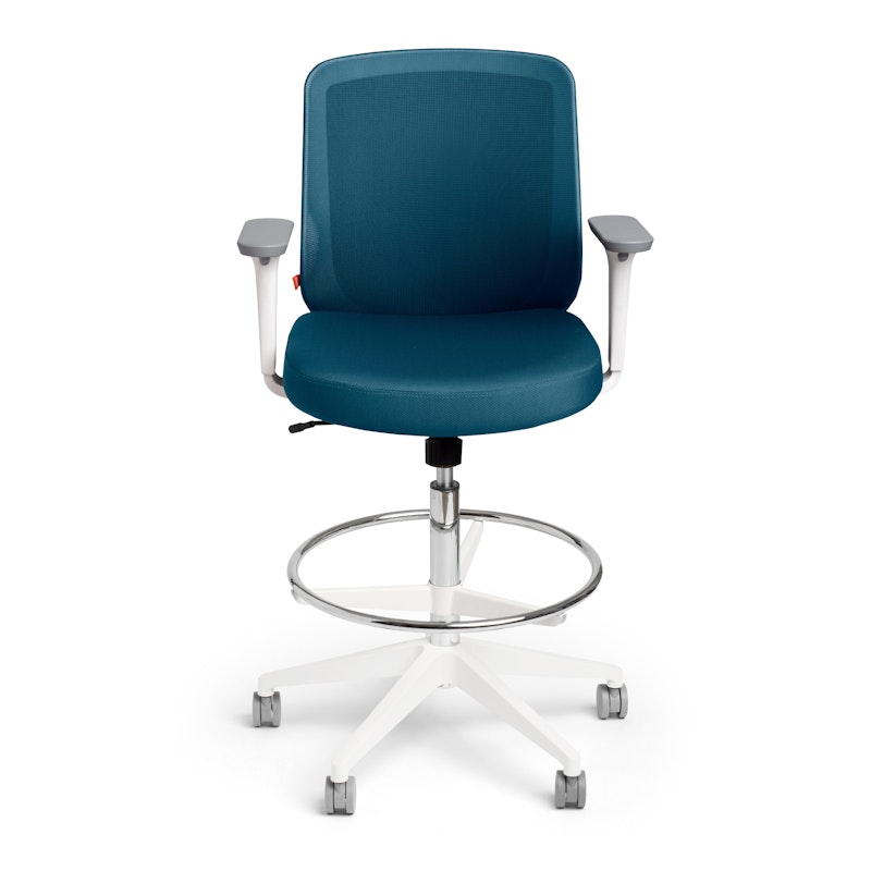 Slate Blue Max Drafting Chair, Mid Back, White Frame,Slate Blue,hi-res image number 3