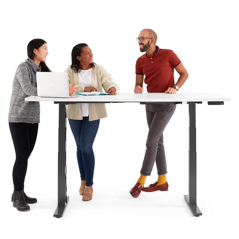 Series L Adjustable Height Table, White, 72" x 30", Charcoal Legs,White,hi-res image number 2