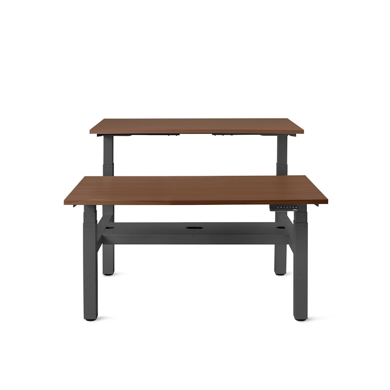Series L Adjustable Height Double Desk for 2, Walnut, 47", Charcoal Legs,Walnut,hi-res image number 3