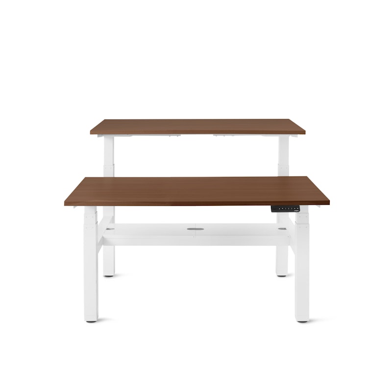 Series L Adjustable Height Double Desk for 2, Walnut, 47", White Legs,Walnut,hi-res image number 2.0