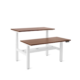 Series L Adjustable Height Double Desk for 2, White Legs