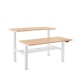 Series L Adjustable Height Double Desk for 2, Natural Oak, 57", White Legs,Natural Oak,hi-res