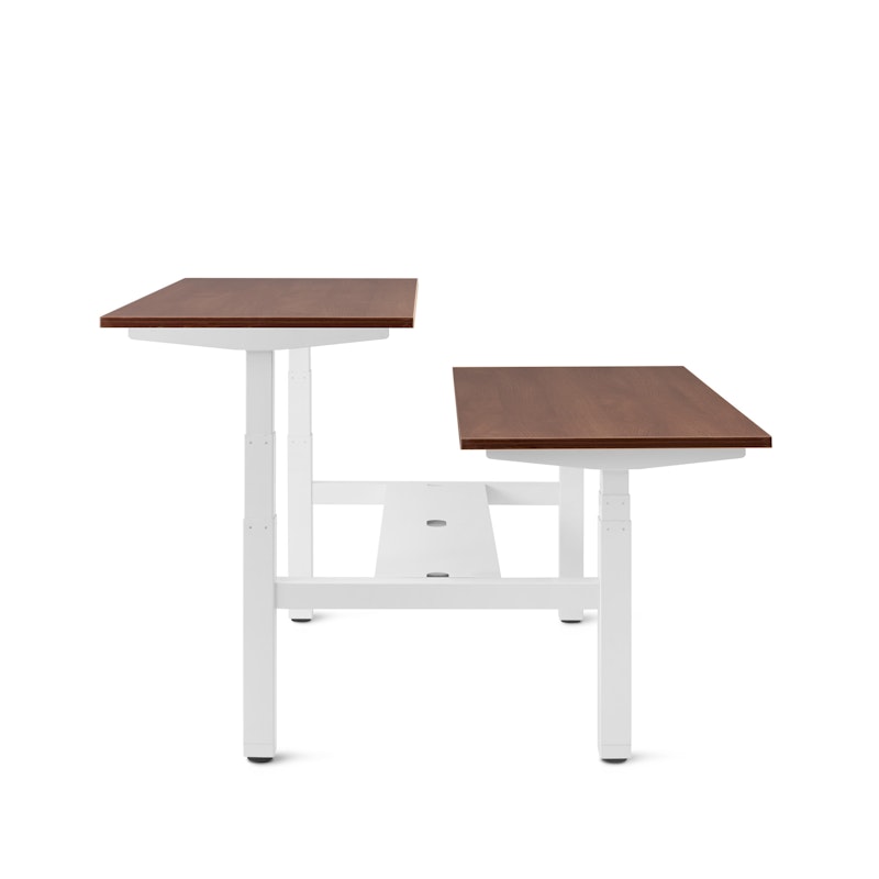 Series L Adjustable Height Double Desk for 2, Walnut, 57", White Legs,Walnut,hi-res image number 3.0