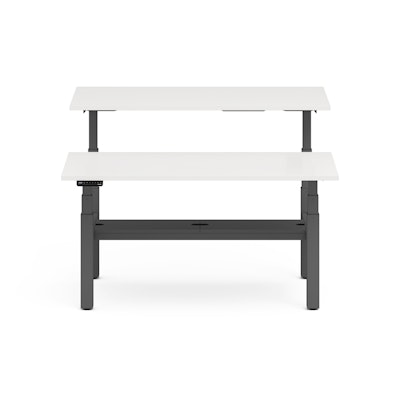 Series L Adjustable Height Double Desk for 2, White, 60", Charcoal Legs,White,hi-res