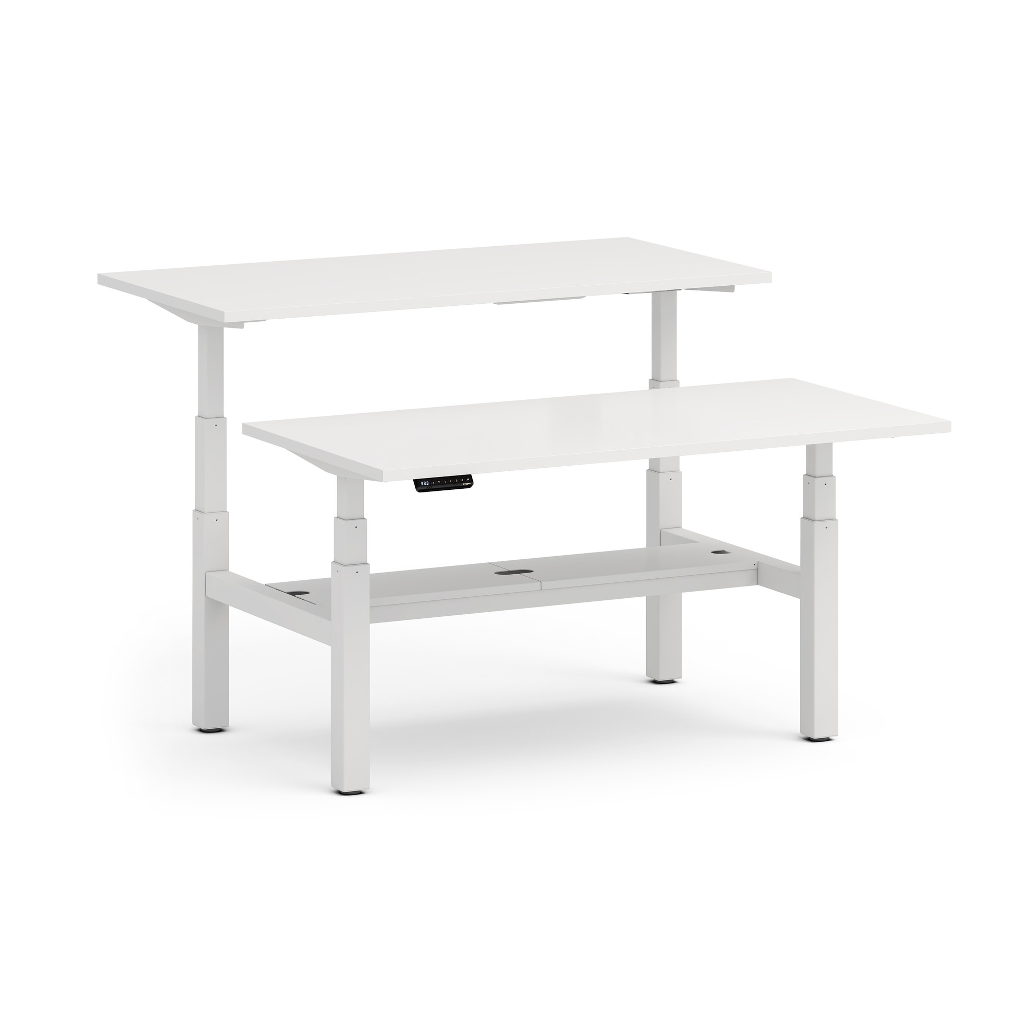 Series L Adjustable Height Double Desk for 2, White Legs