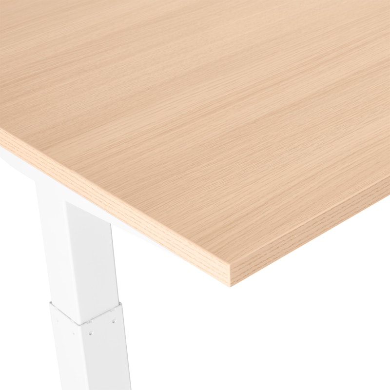Series L Adjustable Height Double Desk for 4, Natural Oak, 47", White Legs,Natural Oak,hi-res image number 3.0