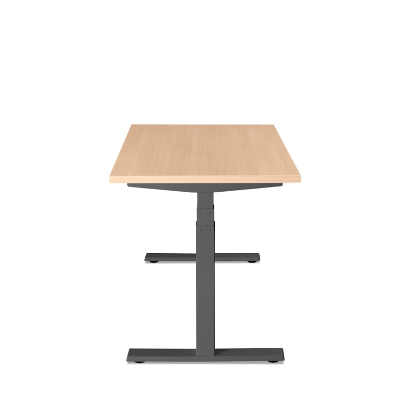 Series L Adjustable Height Single Desk, Natural Oak, 47", Charcoal Legs,Natural Oak,hi-res image number 4