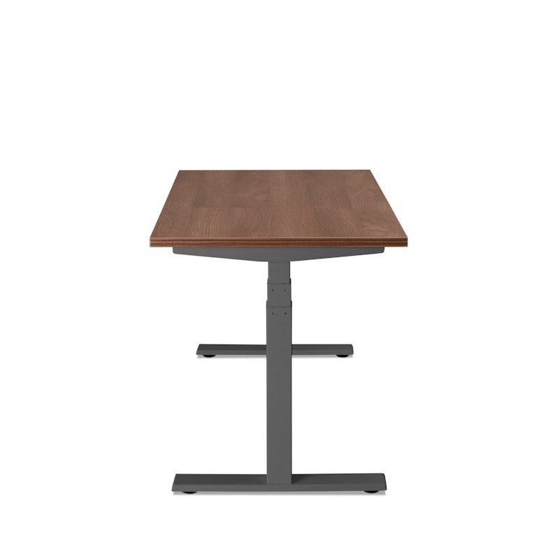 Series L Adjustable Height Single Desk, Walnut, 47", Charcoal Legs,Walnut,hi-res image number 4