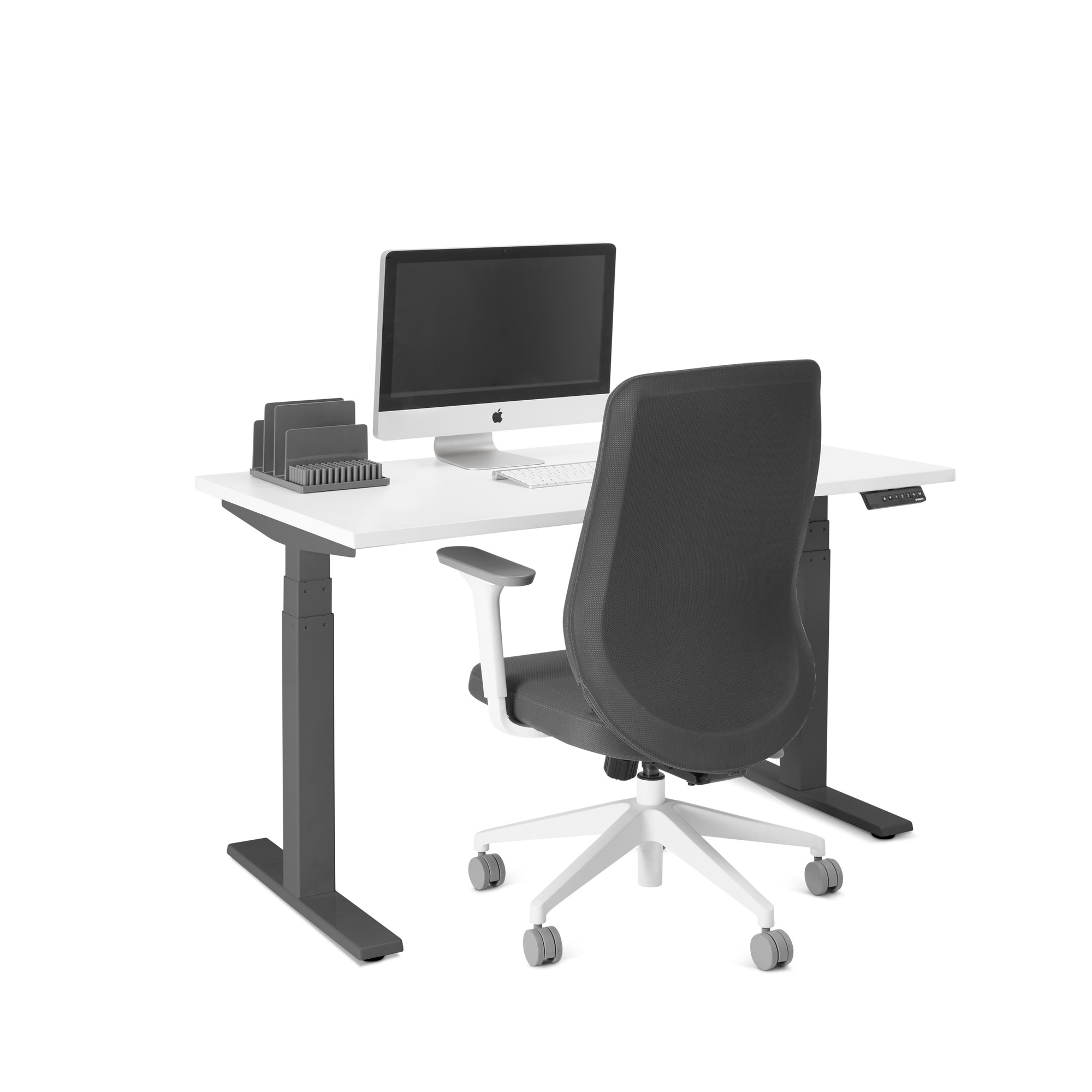 Series L Adjustable Height Single Desk Charcoal Legs Adjustable