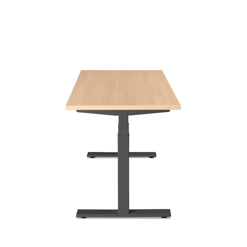 Series L Adjustable Height Single Desk, Natural Oak, 57", Charcoal Legs,Natural Oak,hi-res image number 3.0