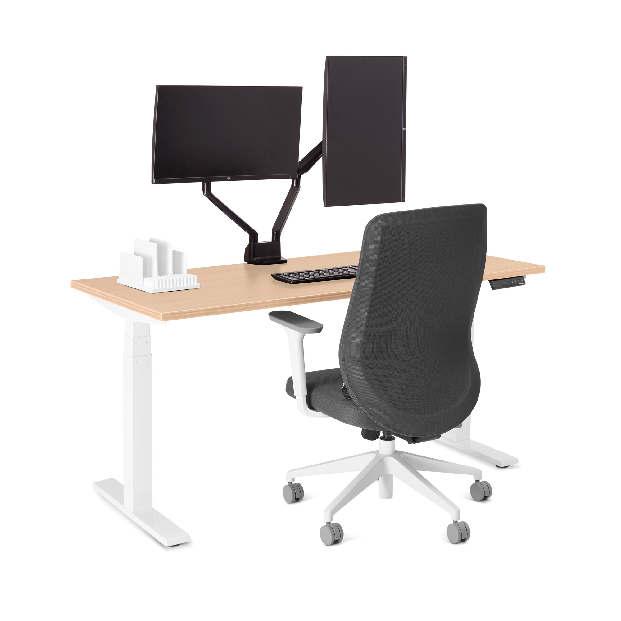 Series L Adjustable Height Single Desk White Legs Adjustable