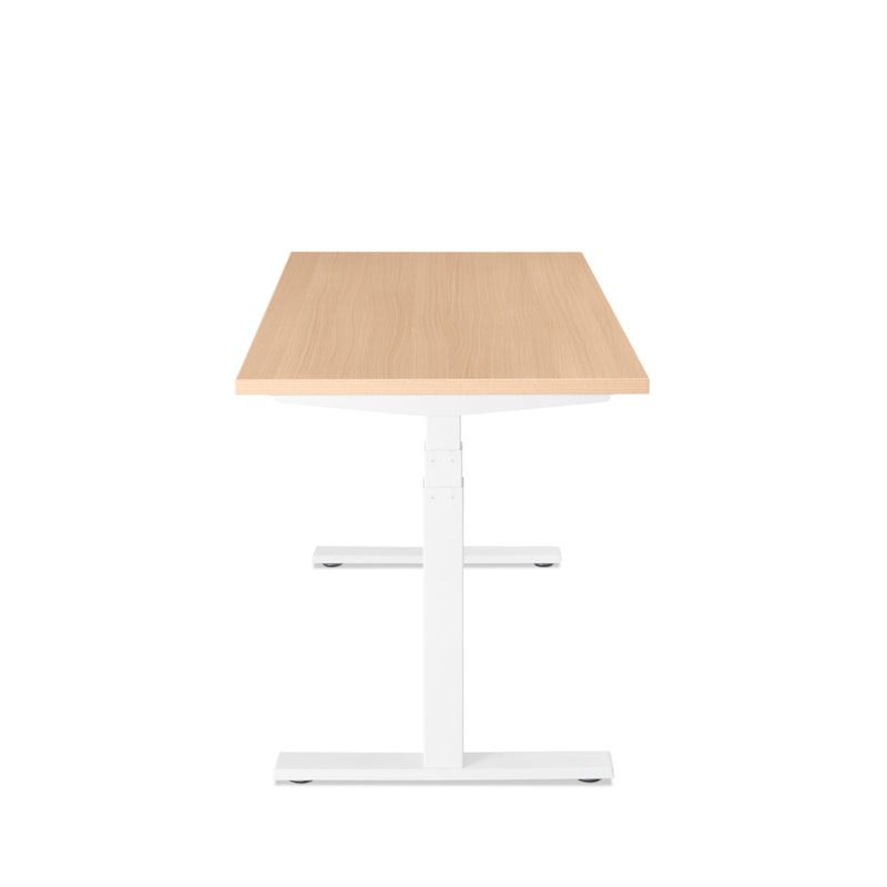 Series L Adjustable Height Single Desk, Natural Oak, 57", White Legs,Natural Oak,hi-res image number 3.0