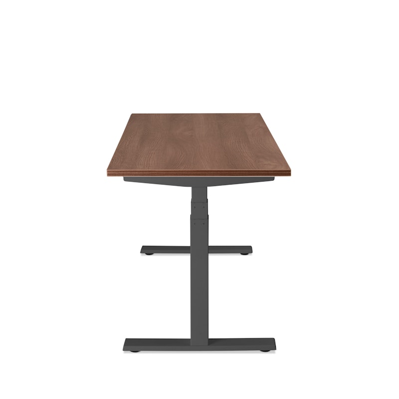 Series L Adjustable Height Single Desk, Walnut, 57", Charcoal Legs,Walnut,hi-res image number 3.0