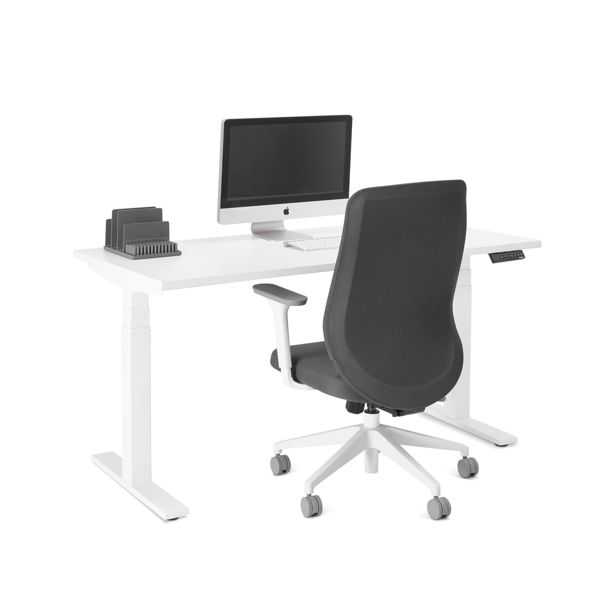 Series L Adjustable Height Single Desk White 57 White Legs
