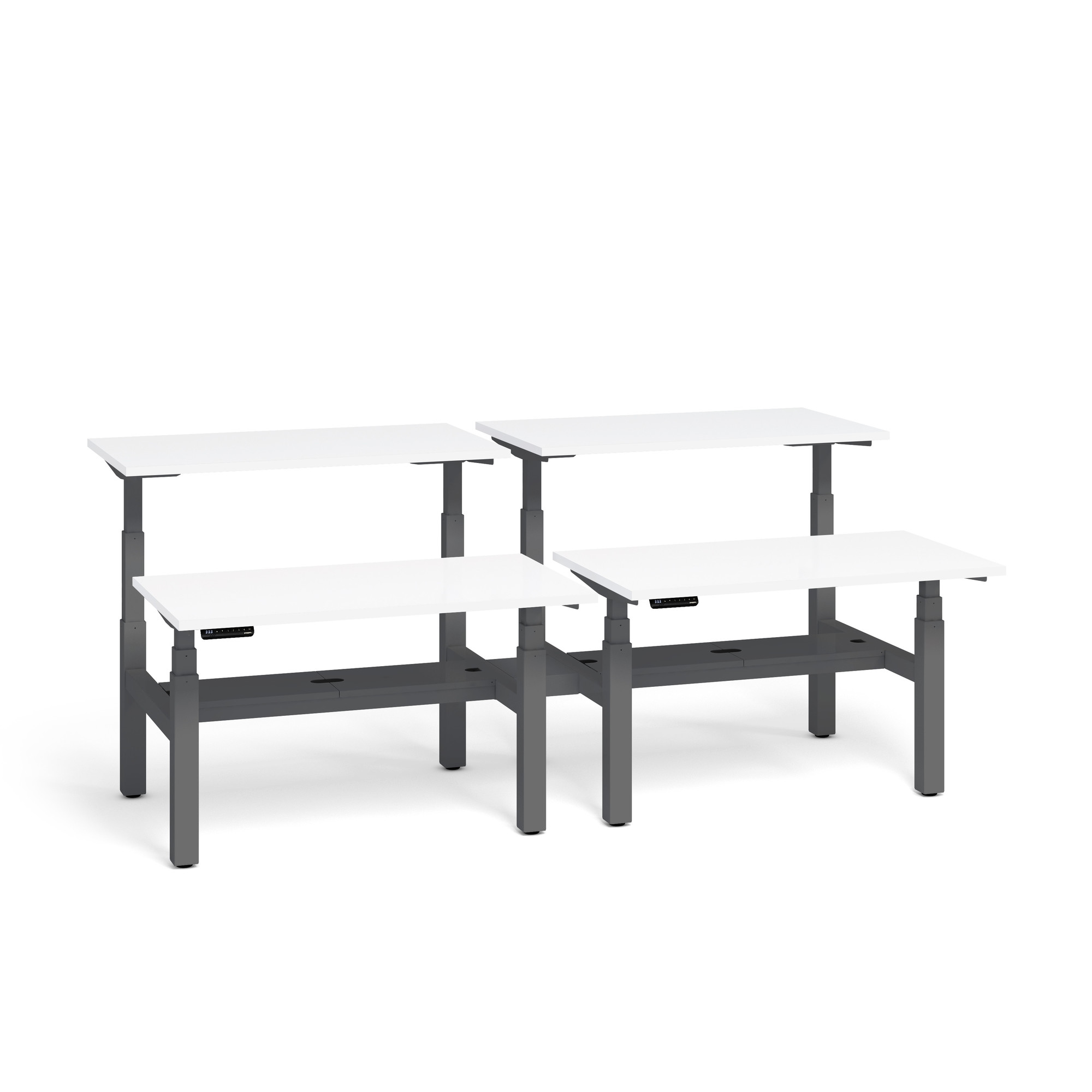 Series L Adjustable Height Double Desk For 4 Charcoal Legs