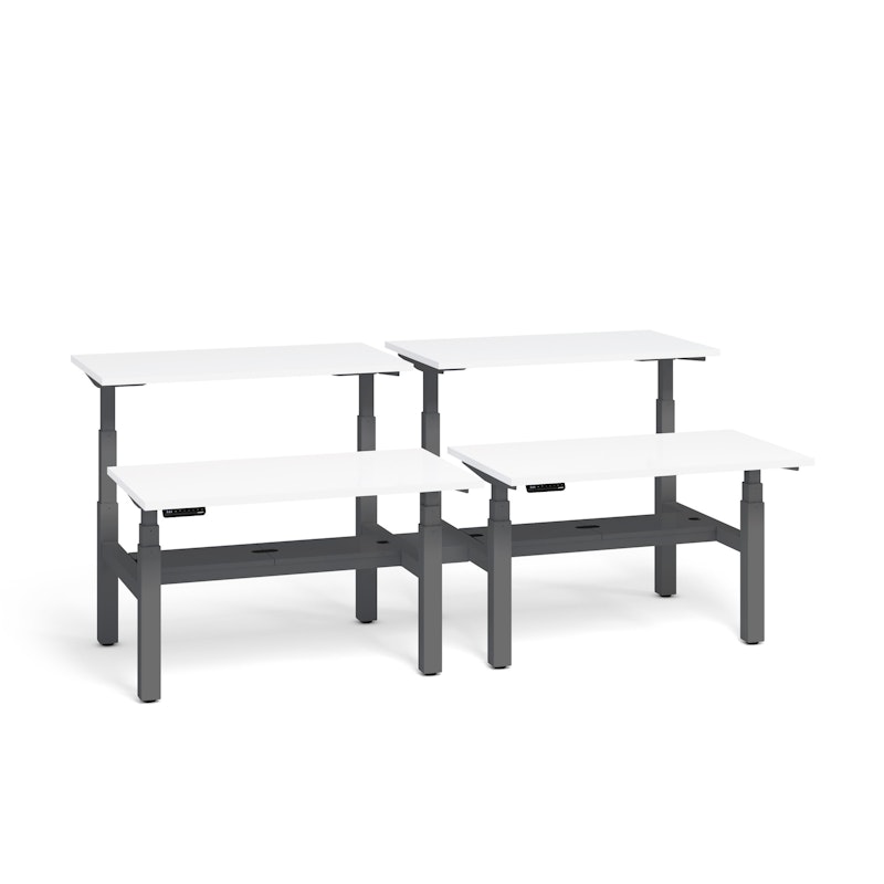 Series L Adjustable Height Double Desk for 4, White, 57", Charcoal Legs,White,hi-res image number 0.0