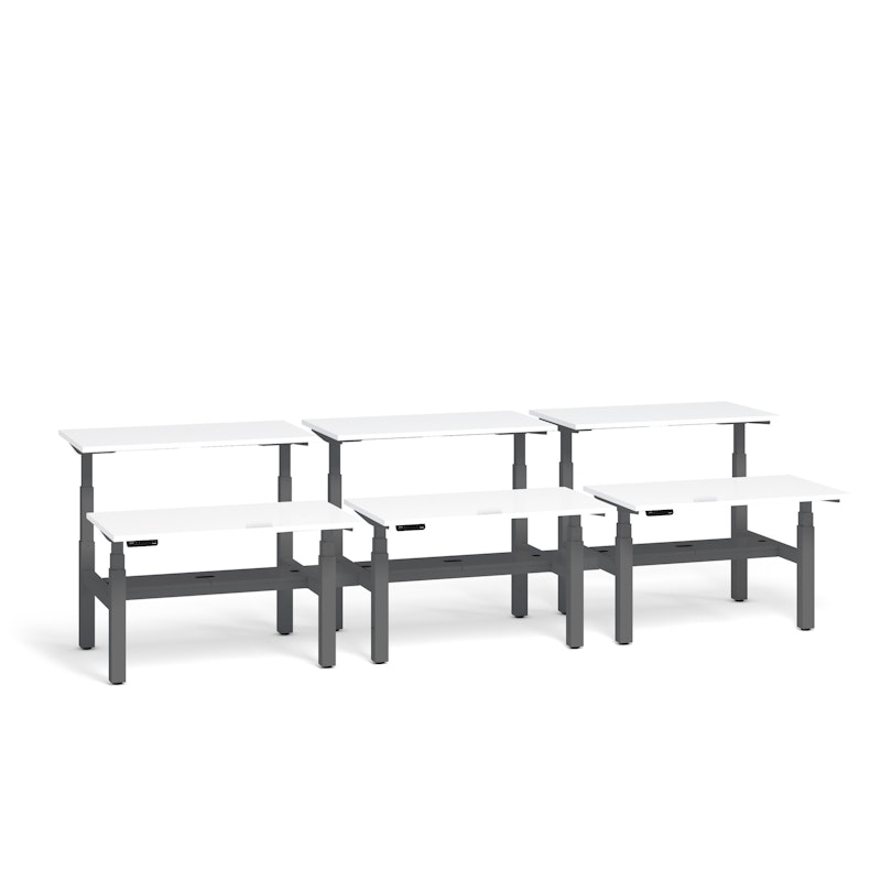 Series L Adjustable Height Double Desk for 6, White, 47", Charcoal Legs,White,hi-res image number 0.0