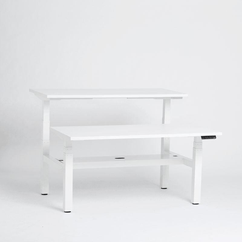 Series L Adjustable Height Double Desk for 6, White, 47", Charcoal Legs,White,hi-res image number 5.0