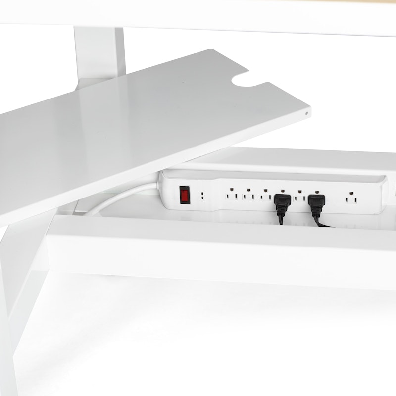 Series L Adjustable Height Double Desk for 4, White, 47", Charcoal Legs,White,hi-res image number 4.0