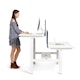 Series L Adjustable Height Double Desk for 6, White, 57", White Legs,White,hi-res