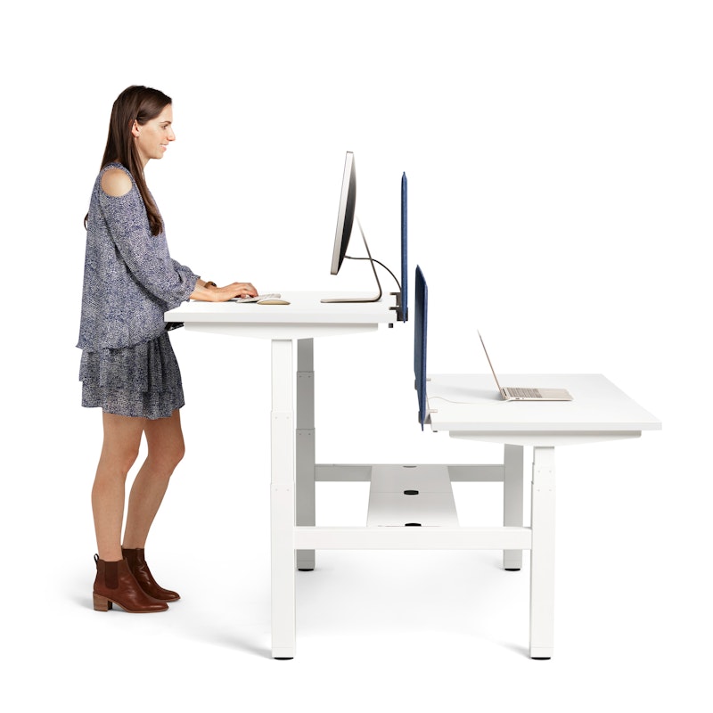Series L Adjustable Height Double Desk for 4, White, 47", White Legs,White,hi-res image number 8
