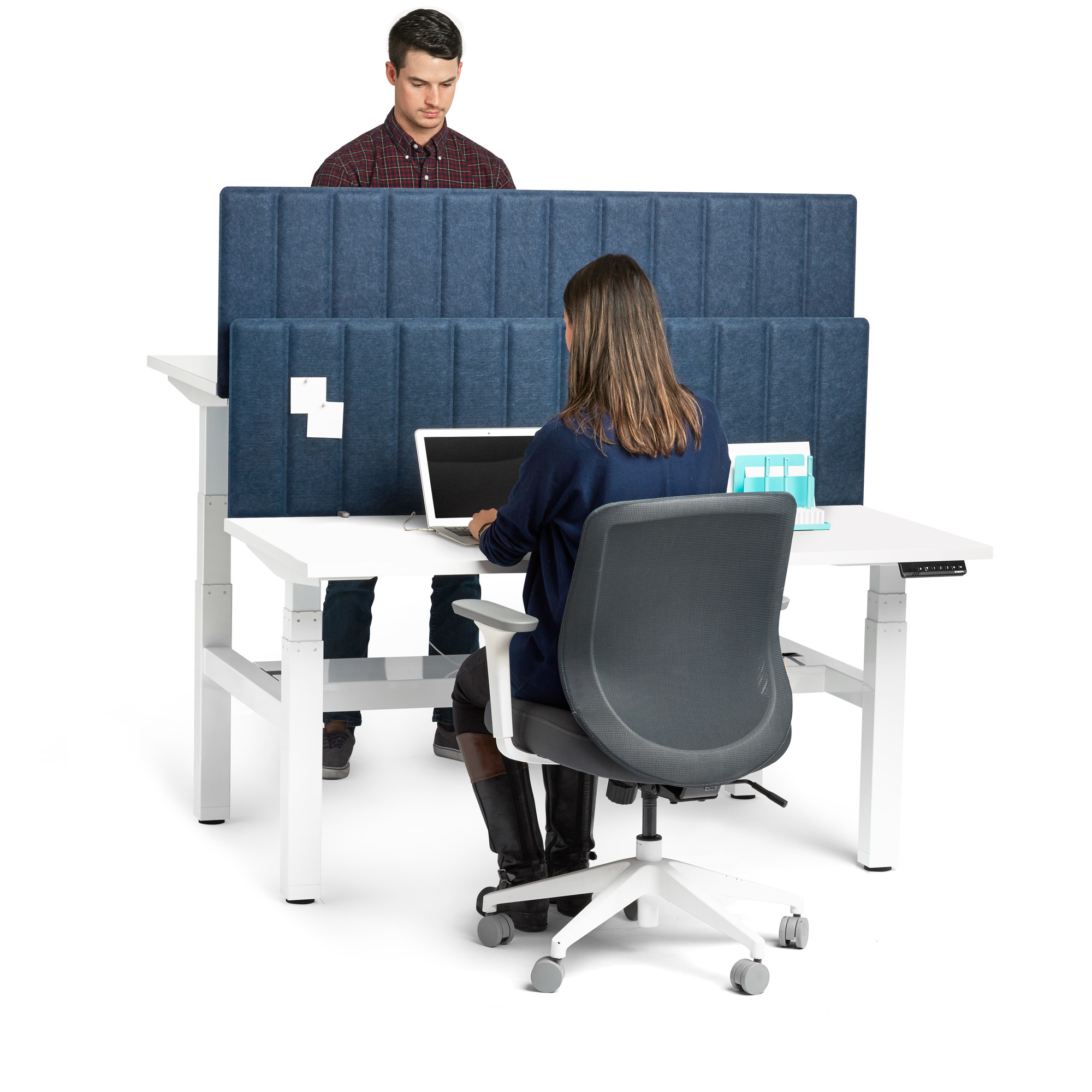 Series L Adjustable Height Double Desk for 2, White, 47