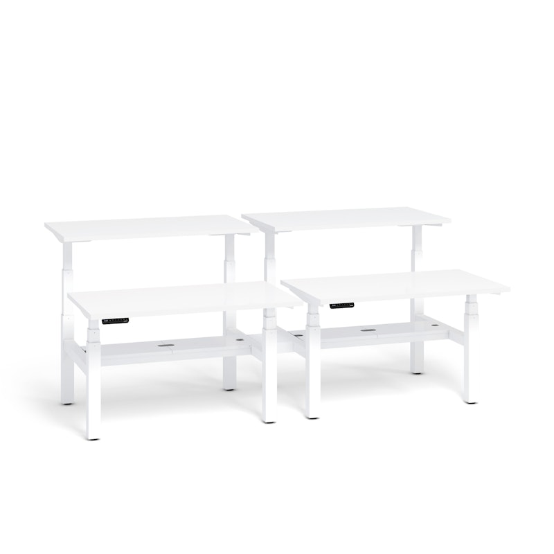 Series L Adjustable Height Double Desk for 4, White, 47", White Legs,White,hi-res image number 0.0