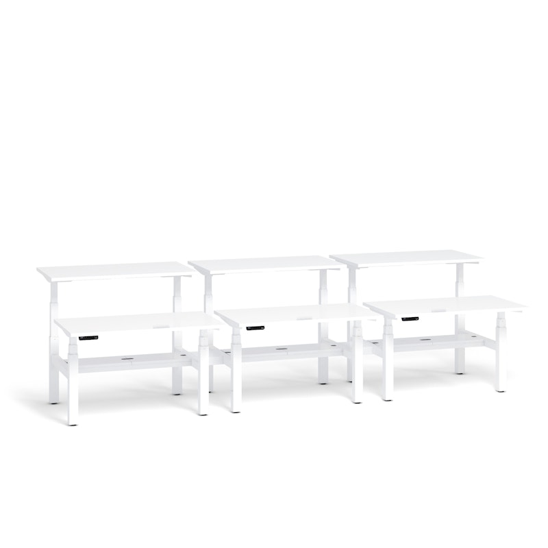 Series L Adjustable Height Double Desk for 6, White, 57", White Legs,White,hi-res image number 1
