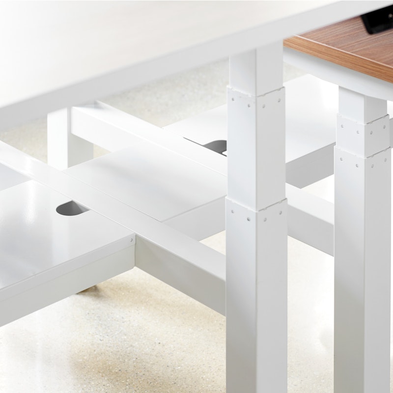 Series L Adjustable Height Double Desk for 6, White, 57", White Legs,White,hi-res image number 4.0