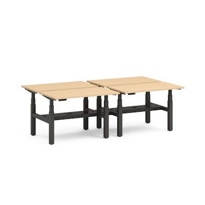 Series L Adjustable Height Double Desk for 4, Natural Oak, 47", Charcoal Legs,Natural Oak,hi-res