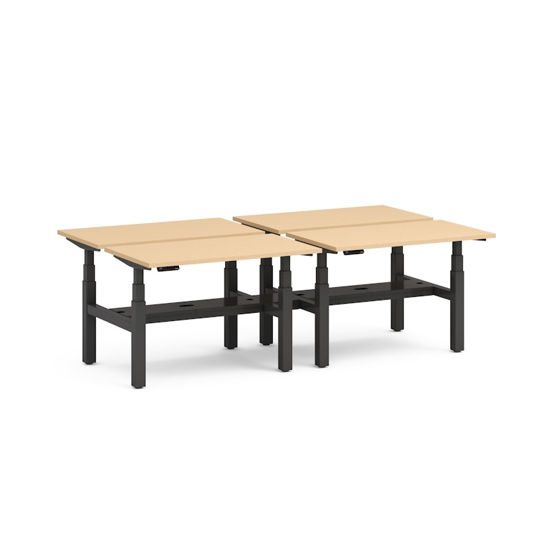 Series L Adjustable Height Double Desk for 4, Natural Oak, 47", Charcoal Legs,Natural Oak,hi-res image number 2