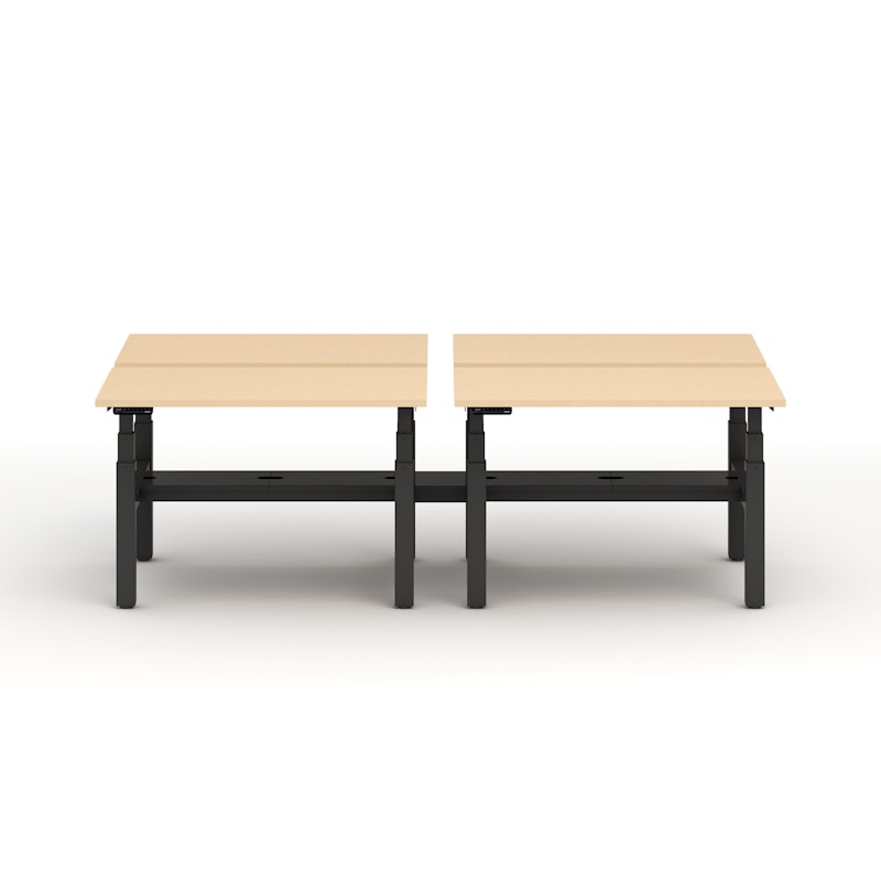 Series L Adjustable Height Double Desk for 4, Natural Oak, 47", Charcoal Legs,Natural Oak,hi-res image number 2.0