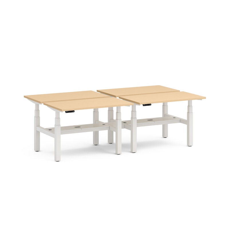 Series L Adjustable Height Double Desk for 4, Natural Oak, 47", White Legs,Natural Oak,hi-res image number 2