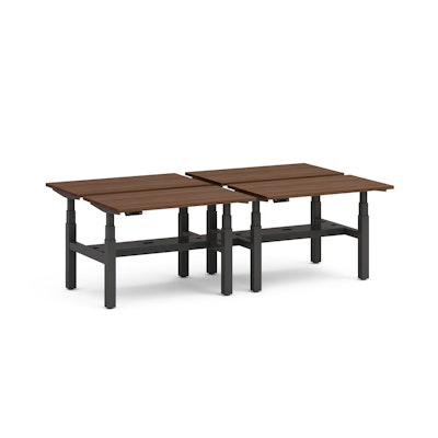 Series L Adjustable Height Double Desk for 4, Walnut, 47", Charcoal Legs,Walnut,hi-res