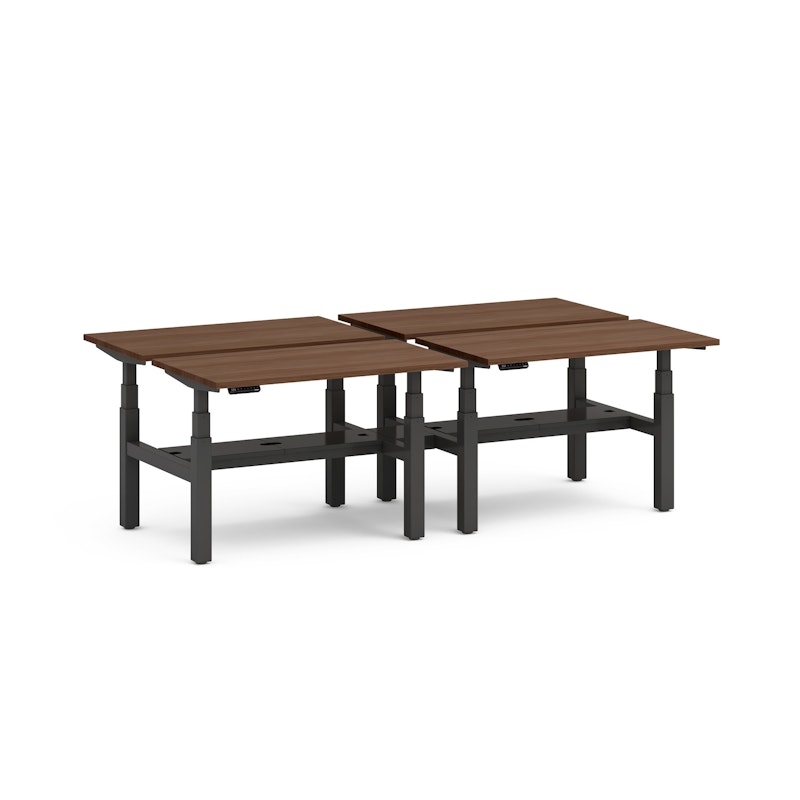 Series L Adjustable Height Double Desk for 4, Walnut, 47", Charcoal Legs,Walnut,hi-res image number 2