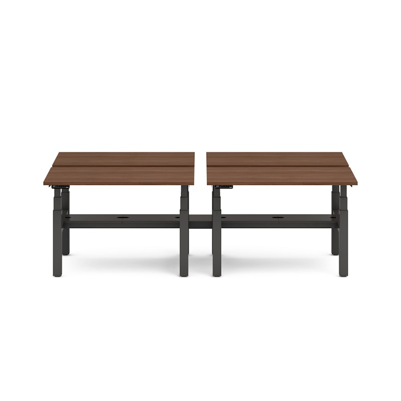 Series L Adjustable Height Double Desk for 4, Walnut, 47", Charcoal Legs,Walnut,hi-res image number 2.0