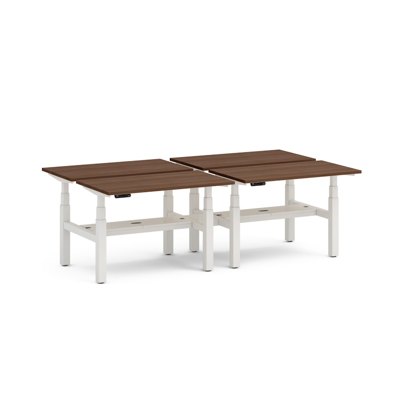 Series L Adjustable Height Double Desk for 4, Walnut, 47", White Legs,Walnut,hi-res image number 2