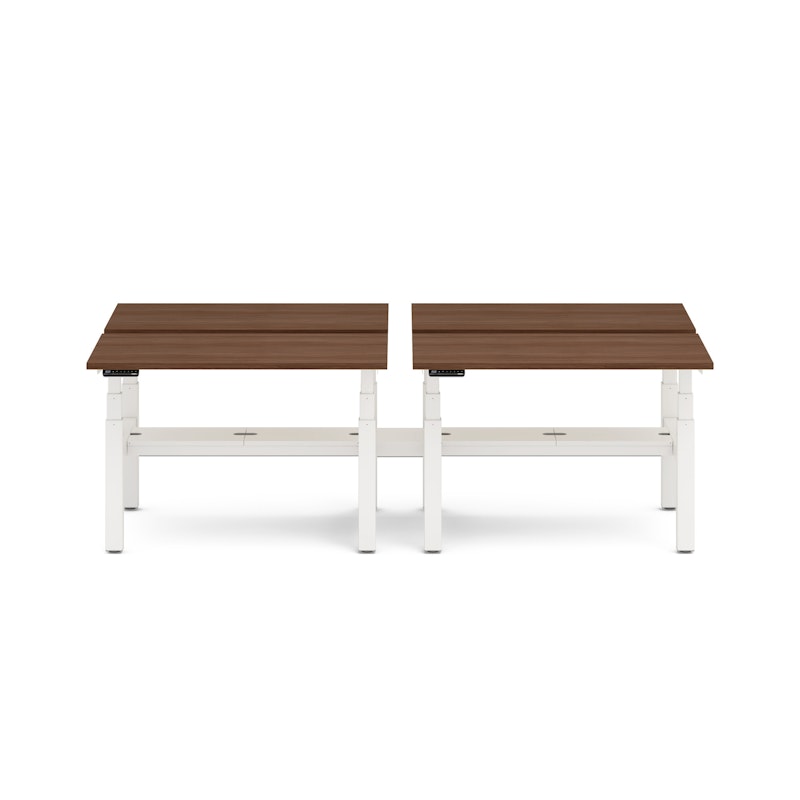 Series L Adjustable Height Double Desk for 4, Walnut, 47", White Legs,Walnut,hi-res image number 2.0