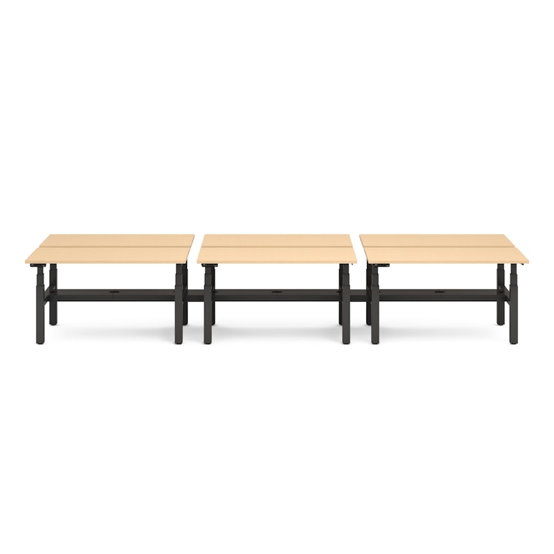 Series L Adjustable Height Double Desk for 6, Natural Oak, 47", Charcoal Legs,Natural Oak,hi-res image number 2.0